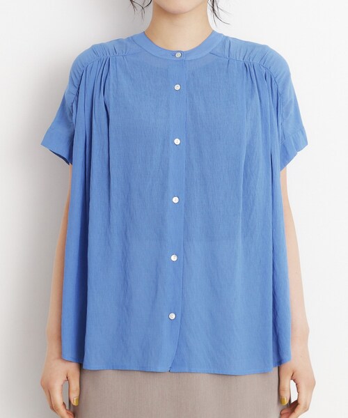 THE SHOP TK (ザ ショップ ティーケー )の「麻調シアーフリルギャザーブラウス【洗える】(シャツ/ブラウス・レディース・ブラック/アイボリー/ブルー・99)」の16枚目の写真