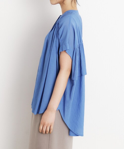 THE SHOP TK (ザ ショップ ティーケー )の「麻調シアーフリルギャザーブラウス【洗える】(シャツ/ブラウス・レディース・ブラック/アイボリー/ブルー・99)」の17枚目の写真
