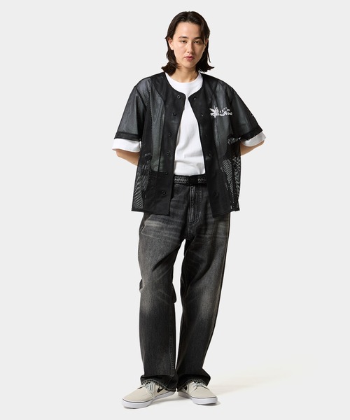 m.☆　マチャット　メッシュパフトップス完売品　ブラック フラットビルメッシュキャップ LE9003 | がまかつ