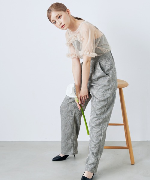 CELEN（セレン）の「【オケージョンドレス/結婚式/お呼ばれ】チュールドッキングロンパース（パンツドレス・レディース・グリーン/ブラック/ブルーグレー・FREE）」の3枚目の写真