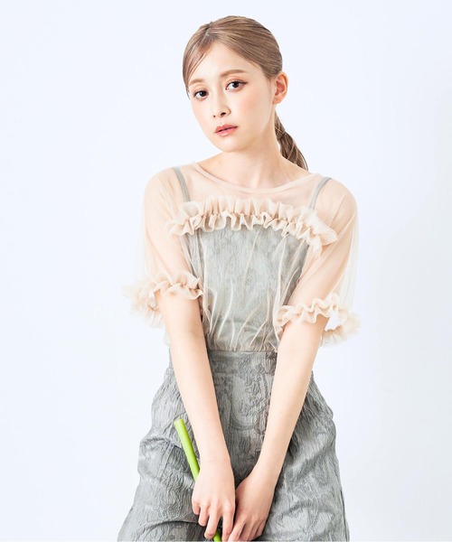 CELEN（セレン）の「【オケージョンドレス/結婚式/お呼ばれ】チュールドッキングロンパース（パンツドレス・レディース・グリーン/ブラック/ブルーグレー・FREE）」の6枚目の写真