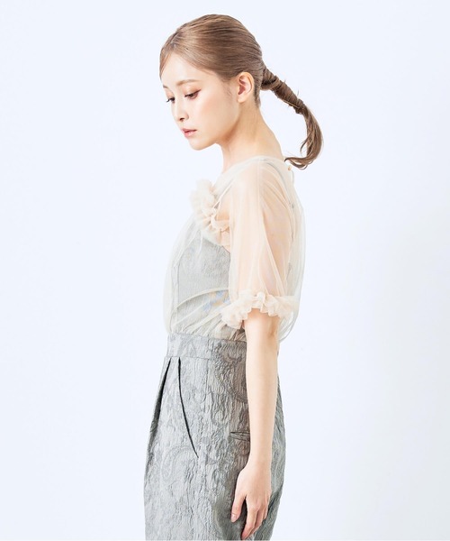 CELEN（セレン）の「【オケージョンドレス/結婚式/お呼ばれ】チュールドッキングロンパース（パンツドレス・レディース・グリーン/ブラック/ブルーグレー・FREE）」の8枚目の写真