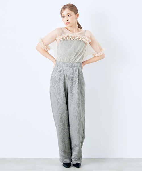 CELEN（セレン）の「【オケージョンドレス/結婚式/お呼ばれ】チュールドッキングロンパース（パンツドレス・レディース・グリーン/ブラック/ブルーグレー・FREE）」の12枚目の写真