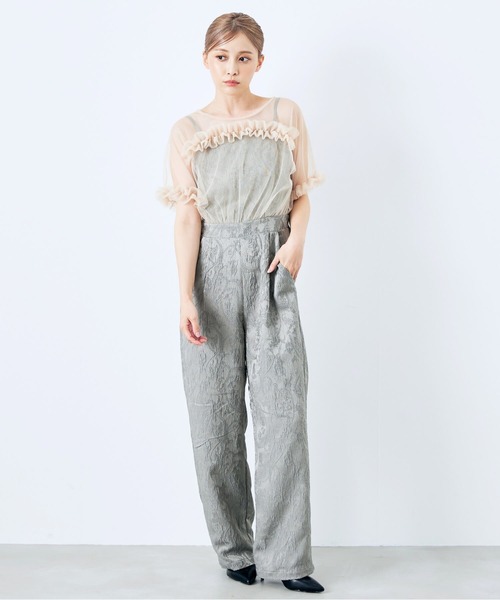 CELEN（セレン）の「【オケージョンドレス/結婚式/お呼ばれ】チュールドッキングロンパース（パンツドレス・レディース・グリーン/ブラック/ブルーグレー・FREE）」の11枚目の写真