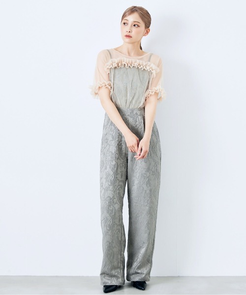 CELEN（セレン）の「【オケージョンドレス/結婚式/お呼ばれ】チュールドッキングロンパース（パンツドレス・レディース・グリーン/ブラック/ブルーグレー・FREE）」の13枚目の写真