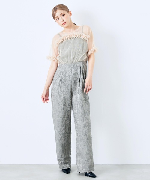 CELEN（セレン）の「【オケージョンドレス/結婚式/お呼ばれ】チュールドッキングロンパース（パンツドレス・レディース・グリーン/ブラック/ブルーグレー・FREE）」の10枚目の写真