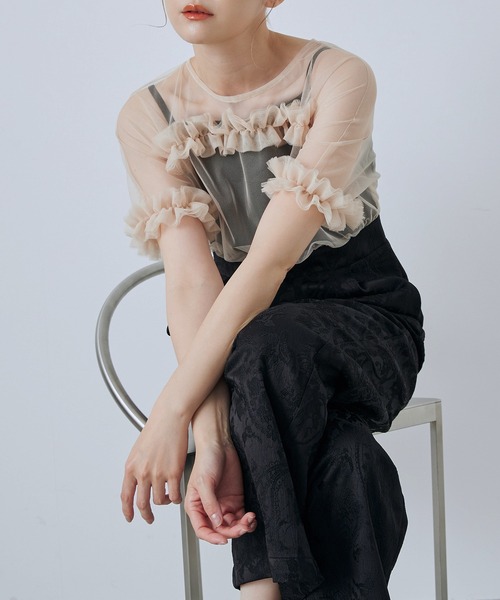 CELEN(セレン)の「【オケージョンドレス/結婚式/お呼ばれ】チュールドッキングロンパース(パンツドレス・レディース・グリーン/ブラック/ブルーグレー・FREE)」の17枚目の写真
