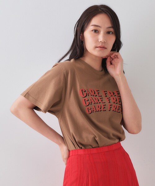 OPAQUE.CLIP(オペークドットクリップ)の「カラーロゴTシャツ【洗濯機洗い可】(Tシャツ/カットソー・レディース・ネイビー/ダークブラウン/ホワイト・00)」の2枚目の写真