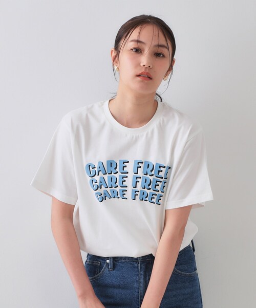 OPAQUE.CLIP(オペークドットクリップ)の「カラーロゴTシャツ【洗濯機洗い可】(Tシャツ/カットソー・レディース・ネイビー/ダークブラウン/ホワイト・00)」の4枚目の写真