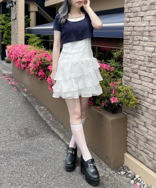 abc une face(アーベーセーアンフェイス)の「アンサンブルキャミワンピース(ワンピース・レディース・ホワイト系その他/ホワイト/ブラック系その他・FREE)」の7枚目の写真