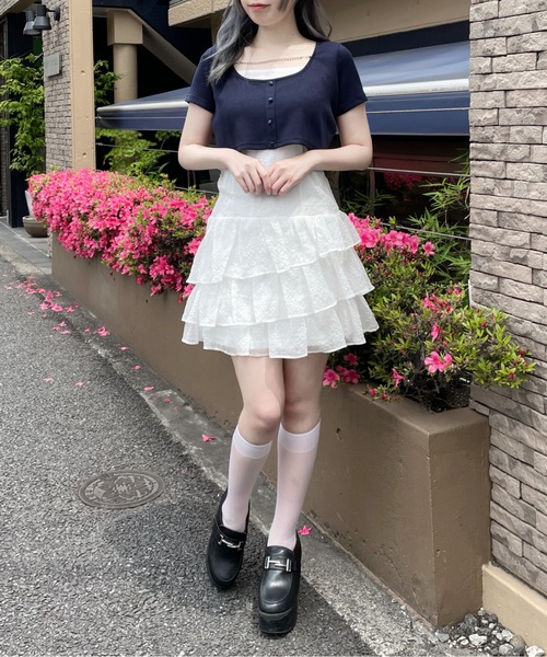 abc une face(アーベーセーアンフェイス)の「アンサンブルキャミワンピース(ワンピース・レディース・ホワイト系その他/ホワイト/ブラック系その他・FREE)」の8枚目の写真
