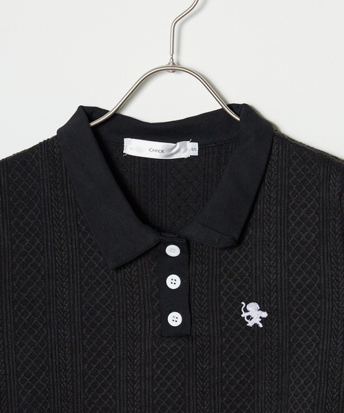 ROOPTOKYO(ループトウキョウ)の「POLO KNIT /長袖ニットポロ ショート丈 ワンポイント刺繍(ポロシャツ・レディース・ネイビー/ブラック/クリーム・S/M)」の18枚目の写真