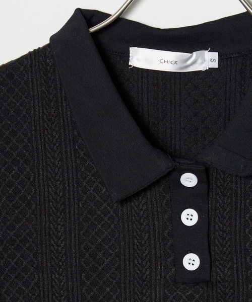 ROOPTOKYO(ループトウキョウ)の「POLO KNIT /長袖ニットポロ ショート丈 ワンポイント刺繍(ポロシャツ・レディース・ネイビー/ブラック/クリーム・S/M)」の19枚目の写真