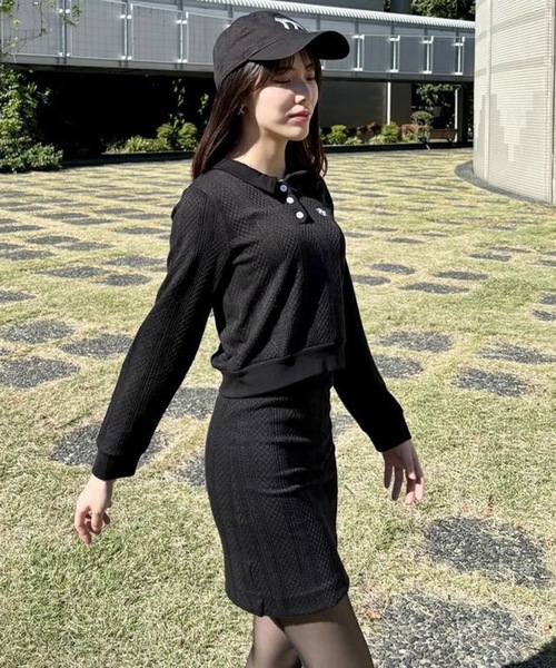 ROOPTOKYO(ループトウキョウ)の「POLO KNIT /長袖ニットポロ ショート丈 ワンポイント刺繍(ポロシャツ・レディース・ネイビー/ブラック/クリーム・S/M)」の4枚目の写真