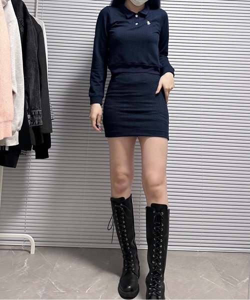 ROOPTOKYO(ループトウキョウ)の「POLO KNIT /長袖ニットポロ ショート丈 ワンポイント刺繍(ポロシャツ・レディース・ネイビー/ブラック/クリーム・S/M)」の14枚目の写真
