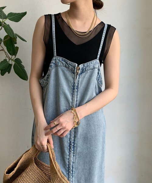 DouDou(ドゥドゥ)の「【WEB限定】シアー切替前後2WAYタンク(Tシャツ/カットソー・レディース・アイボリー/ブラック・FREE)」の12枚目の写真