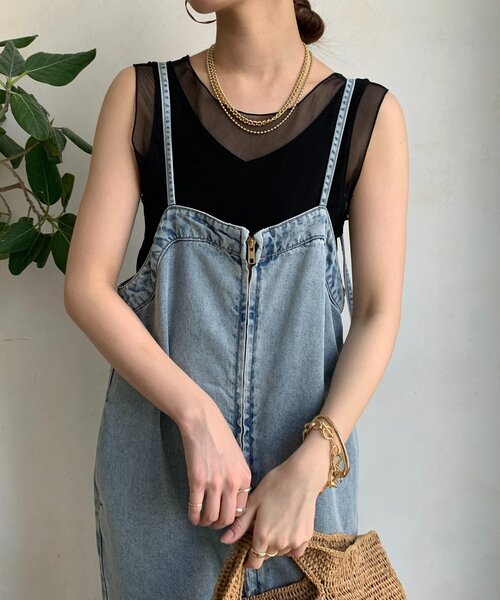 DouDou(ドゥドゥ)の「【WEB限定】シアー切替前後2WAYタンク(Tシャツ/カットソー・レディース・アイボリー/ブラック・FREE)」の13枚目の写真