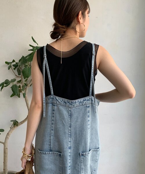 DouDou(ドゥドゥ)の「【WEB限定】シアー切替前後2WAYタンク(Tシャツ/カットソー・レディース・アイボリー/ブラック・FREE)」の14枚目の写真