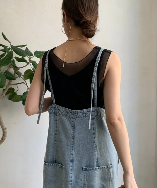 DouDou(ドゥドゥ)の「【WEB限定】シアー切替前後2WAYタンク(Tシャツ/カットソー・レディース・アイボリー/ブラック・FREE)」の15枚目の写真