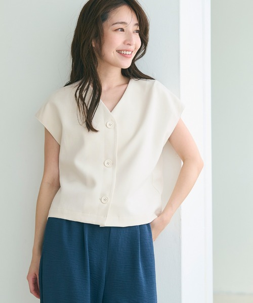 coca（coca）（コカ）の「フレンチスリーブジレ（ベスト・レディース・アイボリー/ブラック・L/M）」の3枚目の写真