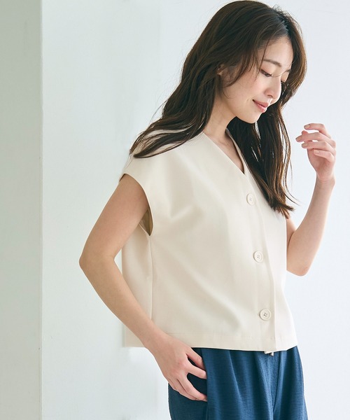 coca（coca）（コカ）の「フレンチスリーブジレ（ベスト・レディース・アイボリー/ブラック・L/M）」の4枚目の写真