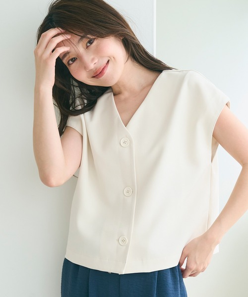 coca（coca）（コカ）の「フレンチスリーブジレ（ベスト・レディース・アイボリー/ブラック・L/M）」の6枚目の写真