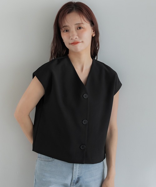 coca（coca）（コカ）の「フレンチスリーブジレ（ベスト・レディース・アイボリー/ブラック・L/M）」の9枚目の写真