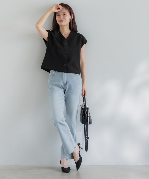 coca（coca）（コカ）の「フレンチスリーブジレ（ベスト・レディース・アイボリー/ブラック・L/M）」の12枚目の写真