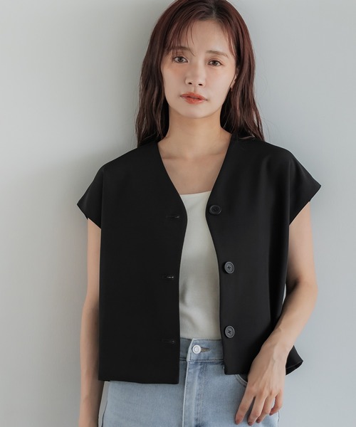 coca（coca）（コカ）の「フレンチスリーブジレ（ベスト・レディース・アイボリー/ブラック・L/M）」の14枚目の写真