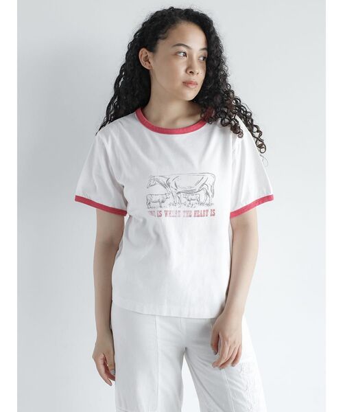FIKA.(フィーカ)の「Vintage like ringer T-shirt(Tシャツ/カットソー・レディース・ホワイト・FREE)」の2枚目の写真