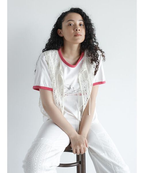FIKA.(フィーカ)の「Vintage like ringer T-shirt(Tシャツ/カットソー・レディース・ホワイト・FREE)」の1枚目の写真