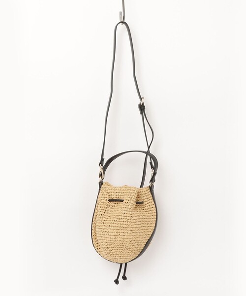 fredy emue(フレディエミュ)の「PPラフィア巾着2WAYショルダーバッグ(かごバッグ・レディース・ベージュ/ブラック・FREE)」の10枚目の写真