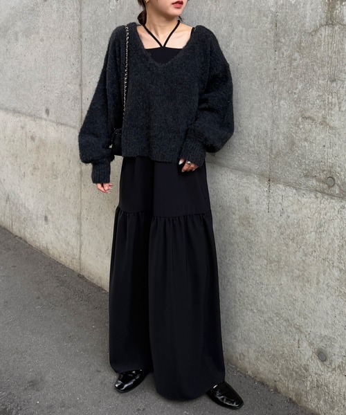 RANAN（ラナン）の「シャギーニット×キャミワンピースセット（ワンピース・レディース・ホワイト系/グレー系/ライトグレー系・M/L/LL）」の3枚目の写真