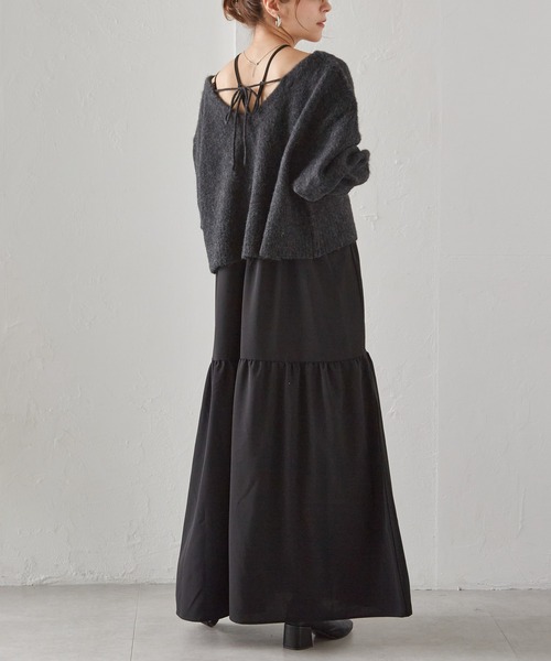 RANAN（ラナン）の「シャギーニット×キャミワンピースセット（ワンピース・レディース・ホワイト系/グレー系/ライトグレー系・M/L/LL）」の14枚目の写真