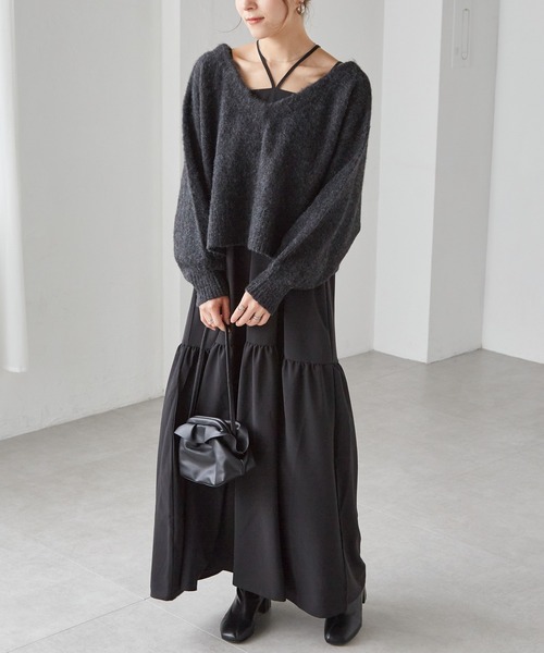 RANAN（ラナン）の「シャギーニット×キャミワンピースセット（ワンピース・レディース・ホワイト系/グレー系/ライトグレー系・M/L/LL）」の15枚目の写真