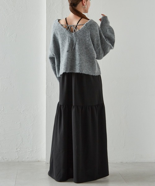 RANAN（ラナン）の「シャギーニット×キャミワンピースセット（ワンピース・レディース・ホワイト系/グレー系/ライトグレー系・M/L/LL）」の11枚目の写真