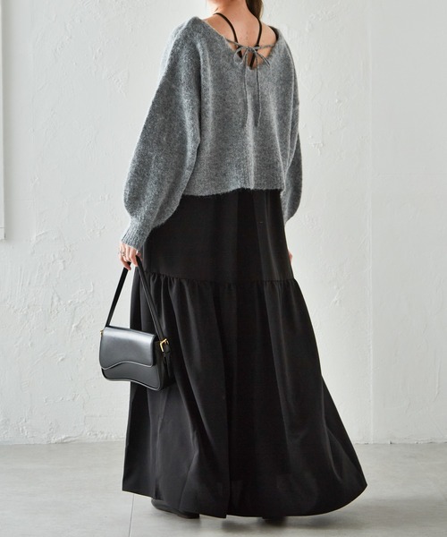 RANAN（ラナン）の「シャギーニット×キャミワンピースセット（ワンピース・レディース・ホワイト系/グレー系/ライトグレー系・M/L/LL）」の12枚目の写真