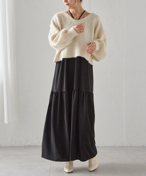 RANAN（ラナン）の「シャギーニット×キャミワンピースセット（ワンピース・レディース・ホワイト系/グレー系/ライトグレー系・M/L/LL）」の10枚目の写真