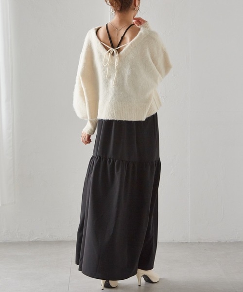 RANAN（ラナン）の「シャギーニット×キャミワンピースセット（ワンピース・レディース・ホワイト系/グレー系/ライトグレー系・M/L/LL）」の5枚目の写真