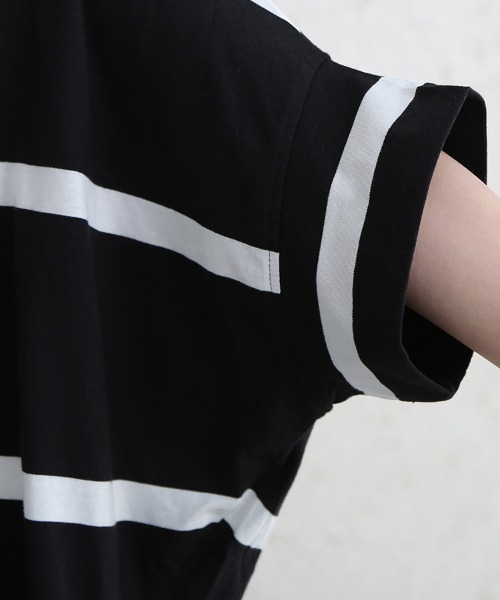 ONEP STAR(ワンピスター)の「ボーダー柄クルーネックカットソー(Tシャツ/カットソー・レディース・ブラック×ホワイト/ホワイト×ブラック/グレー×ホワイト/ホワイト×ブルー・MEDIUM)」の8枚目の写真