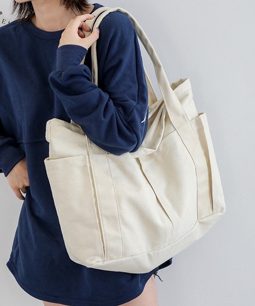BENDER TOKYO（ベンダートウキョウ）の「マルチポケット キャンバス トートバッグ 大容量（トートバッグ・レディース・ブラック/マスタード/アイボリー・FREE）」の5枚目の写真