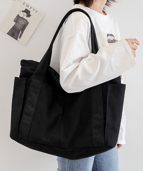 BENDER TOKYO（ベンダートウキョウ）の「マルチポケット キャンバス トートバッグ 大容量（トートバッグ・レディース・ブラック/マスタード/アイボリー・FREE）」の9枚目の写真