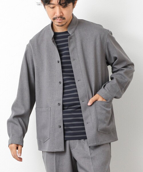 NOLLEY’S（ノーリーズ）の「《セットアップ対応》LANATEC ウーステッドサージストレッチ マオカラーシャツブルゾン（ブルゾン・メンズ・ブラック/グレー/ダークネイビー・S/M/L/XL）」の2枚目の写真