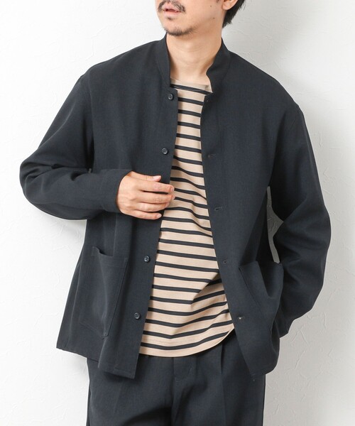 NOLLEY’S（ノーリーズ）の「《セットアップ対応》LANATEC ウーステッドサージストレッチ マオカラーシャツブルゾン（ブルゾン・メンズ・ブラック/グレー/ダークネイビー・S/M/L/XL）」の3枚目の写真