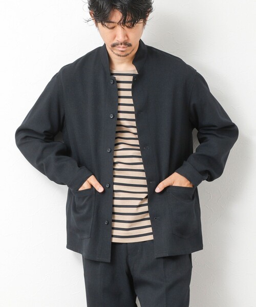 NOLLEY’S（ノーリーズ）の「《セットアップ対応》LANATEC ウーステッドサージストレッチ マオカラーシャツブルゾン（ブルゾン・メンズ・ブラック/グレー/ダークネイビー・S/M/L/XL）」の6枚目の写真