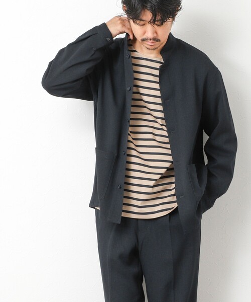 NOLLEY’S（ノーリーズ）の「《セットアップ対応》LANATEC ウーステッドサージストレッチ マオカラーシャツブルゾン（ブルゾン・メンズ・ブラック/グレー/ダークネイビー・S/M/L/XL）」の7枚目の写真