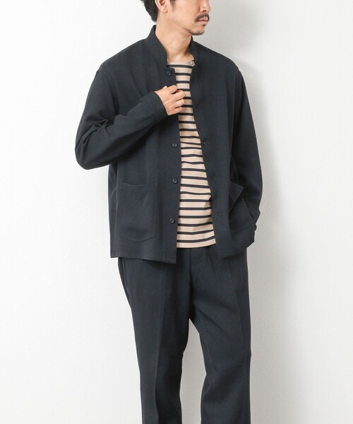 NOLLEY’S（ノーリーズ）の「《セットアップ対応》LANATEC ウーステッドサージストレッチ マオカラーシャツブルゾン（ブルゾン・メンズ・ブラック/グレー/ダークネイビー・S/M/L/XL）」の8枚目の写真