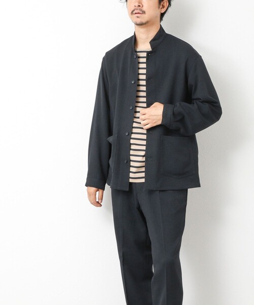 NOLLEY’S（ノーリーズ）の「《セットアップ対応》LANATEC ウーステッドサージストレッチ マオカラーシャツブルゾン（ブルゾン・メンズ・ブラック/グレー/ダークネイビー・S/M/L/XL）」の9枚目の写真