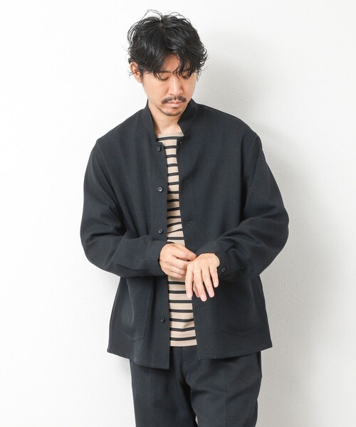 NOLLEY’S（ノーリーズ）の「《セットアップ対応》LANATEC ウーステッドサージストレッチ マオカラーシャツブルゾン（ブルゾン・メンズ・ブラック/グレー/ダークネイビー・S/M/L/XL）」の10枚目の写真