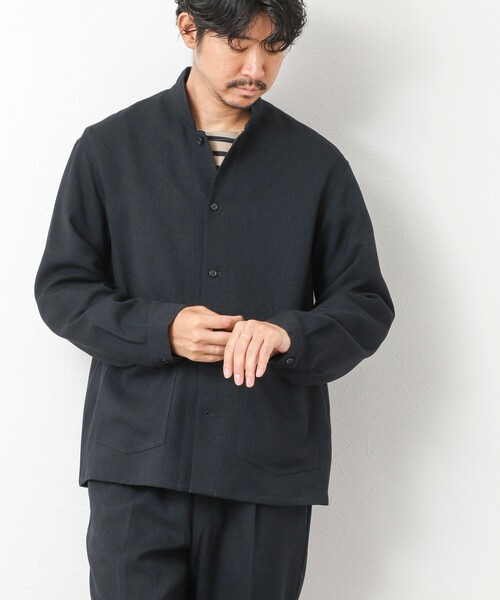 NOLLEY’S（ノーリーズ）の「《セットアップ対応》LANATEC ウーステッドサージストレッチ マオカラーシャツブルゾン（ブルゾン・メンズ・ブラック/グレー/ダークネイビー・S/M/L/XL）」の15枚目の写真